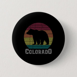 Colorado Rocky Mountains Retro Tee Skiing Camping 2 Inch Round Button