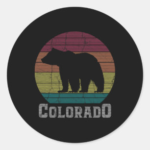 Colorado Rocky Mountains Retro Tee Skiing Camping  Classic Round Sticker