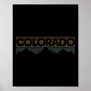 Colorado Rocky Mountains Retro Tee Skiing Camping  Poster