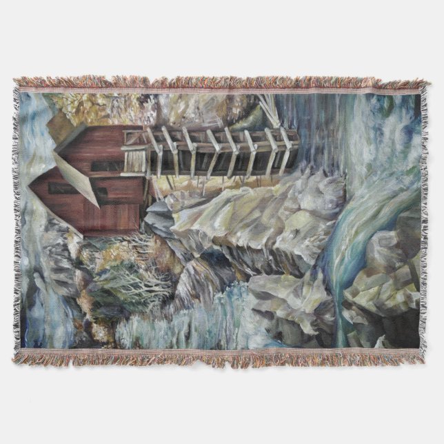 Colorado Rocky Mountains River Crystal Mill Throw Blanket (Front)
