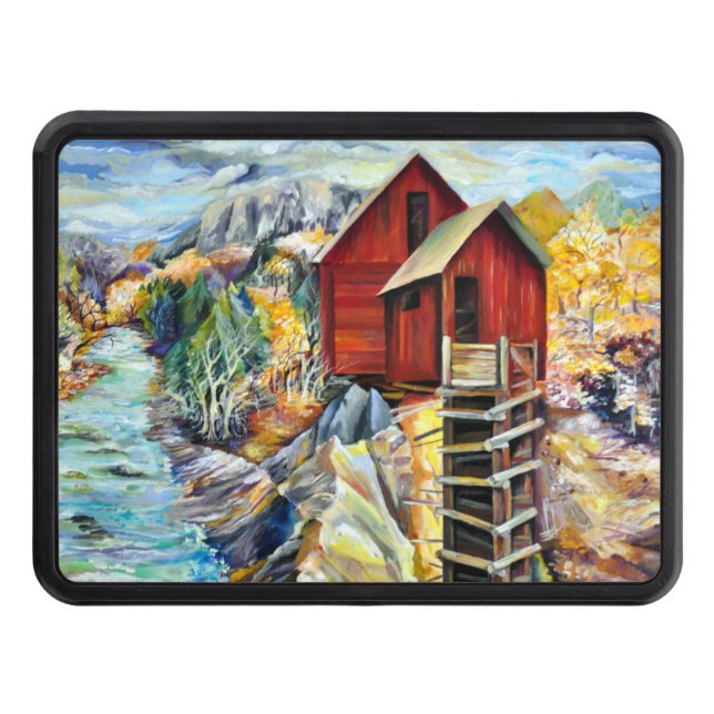Colorado Rocky Mountains River Crystal Mill Trailer Hitch Cover (Front)