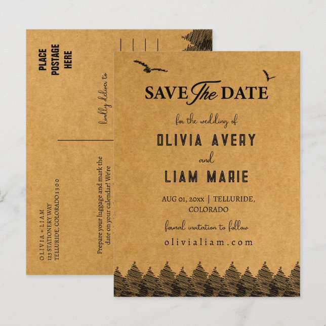 Colorado Rocky Mountains  Save the Date Card (Front/Back)