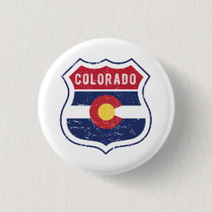 Colorado route 66 pride Flag T-Shirt Throw Pillow 1 Inch Round Button