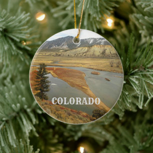 Colorado Scenic Landscape Holiday Ceramic Ornament