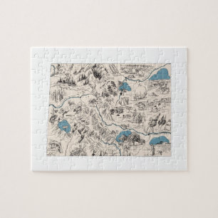 Colorado Shaped Vintage Picture Map Jigsaw Puzzle