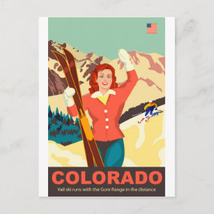 Colorado Ski Girl Postcard