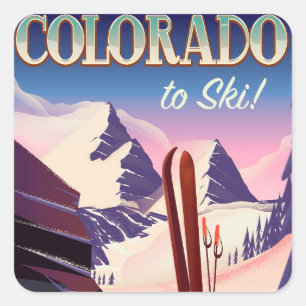Colorado Ski print - USA vintage ski sports poster Square Sticker