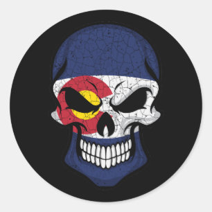Colorado Smiling Skull Flag Classic Round Sticker