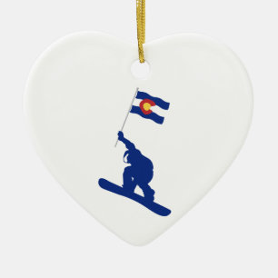 Colorado Snowboard Flag Ceramic Ornament