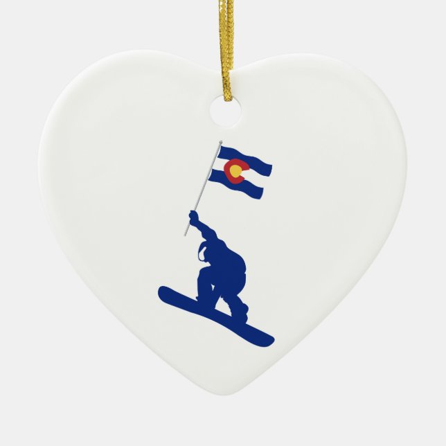 Colorado Snowboard Flag Ceramic Ornament (Front)