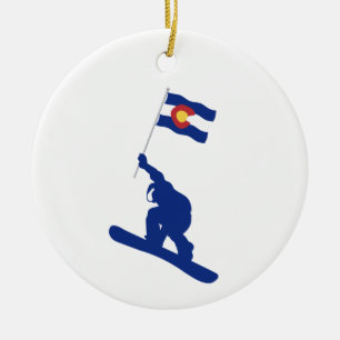 Colorado Snowboard Flag Ceramic Ornament