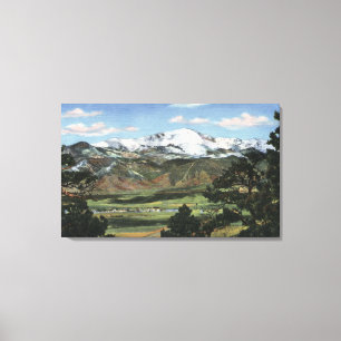 Colorado Springs, CO - Pikes Peak Canvas Print