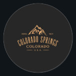 Colorado Springs Colorado Awesome Mountain Design  Classic Round Sticker<br><div class="desc">Colorado Springs Colorado Awesome Mountain Design Souvenir</div>
