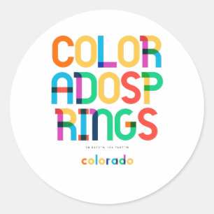 Colorado Springs Colorado Mid Century, Pop Art, Classic Round Sticker