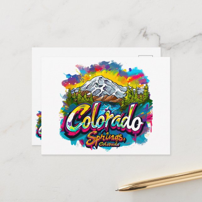 Colorado Springs, Colorado Pikes Peak Mountain Postcard (Front/Back In Situ)