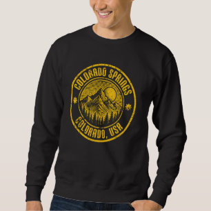 Colorado Springs Colorado USA Distressed Mountain Sweatshirt