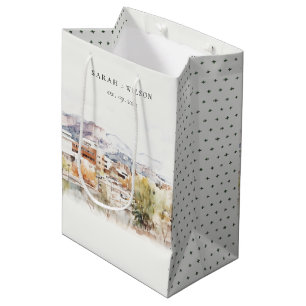 Colorado Springs, Colorado Watercolor Wedding Medium Gift Bag