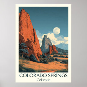 Colorado Springs Garden of Gods Vintage Art Poster