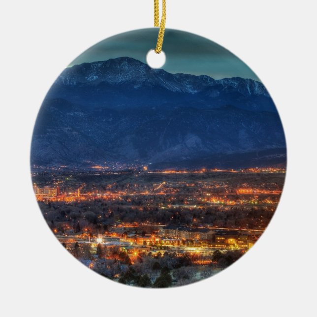 Colorado Springs Lights Ceramic Ornament (Front)