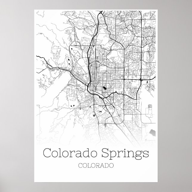 Colorado Springs Map - Colorado - City Map Poster (Front)