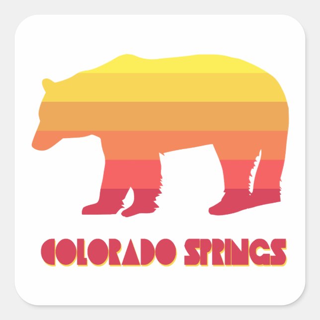 Colorado Springs Rainbow Bear Square Sticker (Front)