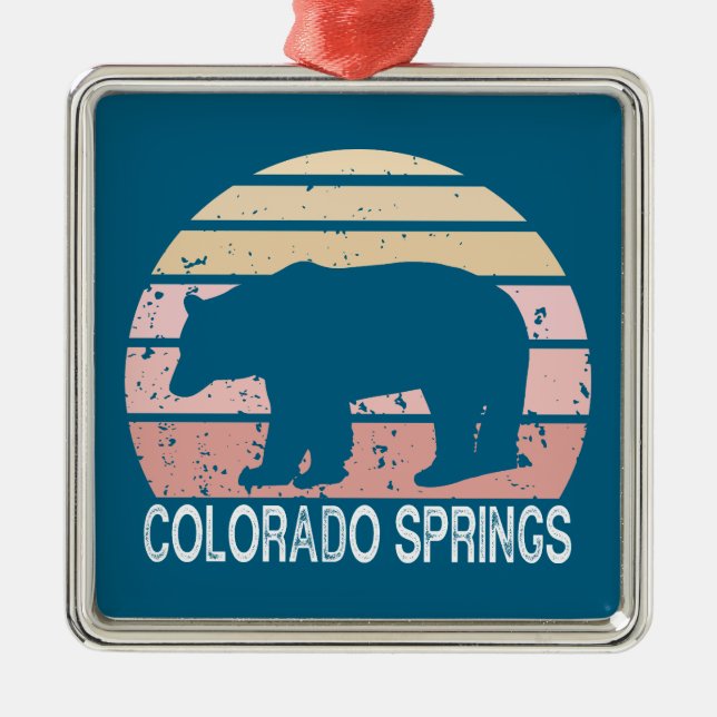 Colorado Springs Retro Bear Metal Ornament (Front)