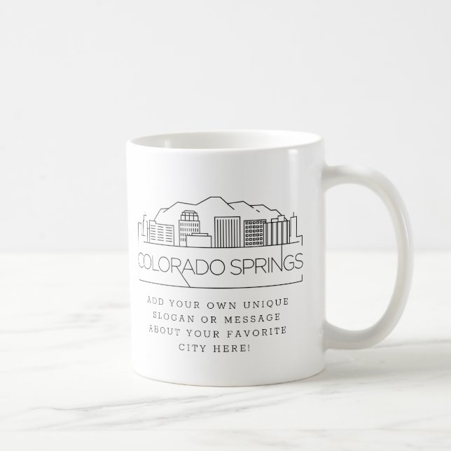 Colorado Springs Stylized Skyline | Custom Slogan Coffee Mug (Right)