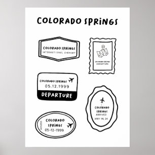 Colorado Springs - Travel Stamp Collection  Poster