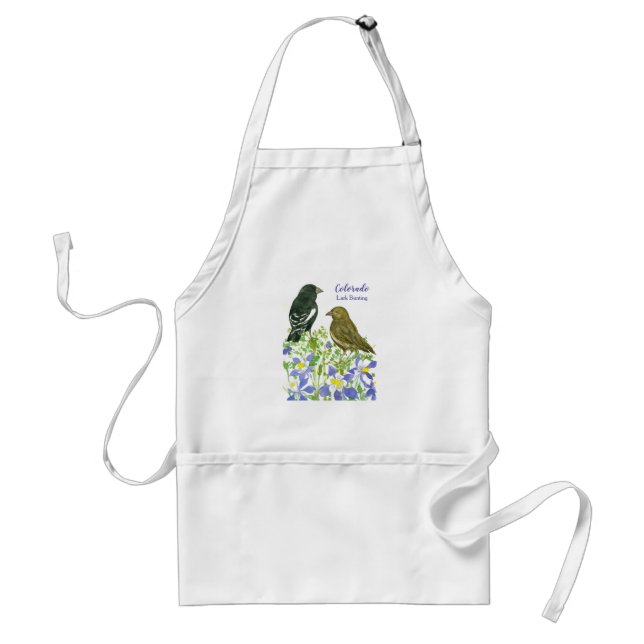 Colorado State Bird Lark Bunting Columbine Standard Apron (Front)