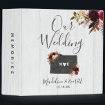 Colorado State Destination Wedding Photo Album Binder<br><div class="desc">Colorado State Destination Rustic Country Chic with White Barn Wood & Marsala Burgundy Watercolor Floral Arrangements & Boho Feathers Wedding Photo Album With trendy Hand Lettered Script font! ~ Check my shop to see the entire wedding collection with this design!</div>