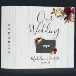 Colorado State Destination Wedding Photo Album Binder<br><div class="desc">Colorado State Destination Rustic Country Chic with White Barn Wood & Marsala Burgundy Watercolor Floral Arrangements & Boho Feathers Wedding Photo Album With trendy Hand Lettered Script font! ~ Check my shop to see the entire wedding collection with this design!</div>
