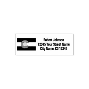 Colorado state flag custom return address self-inking stamp