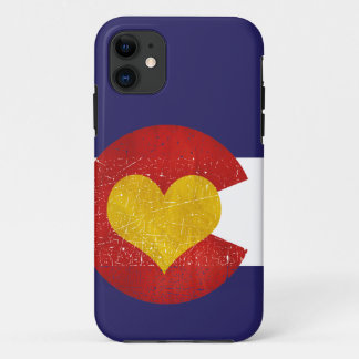 Colorado State Flag Heart Grunge Denver Love iPhone 11 Case