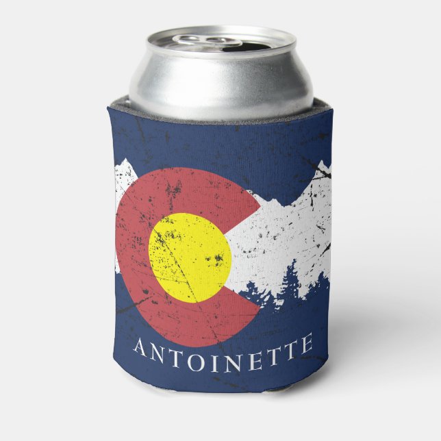 Colorado State Flag Monogrammed  Can Cooler (Can Back)