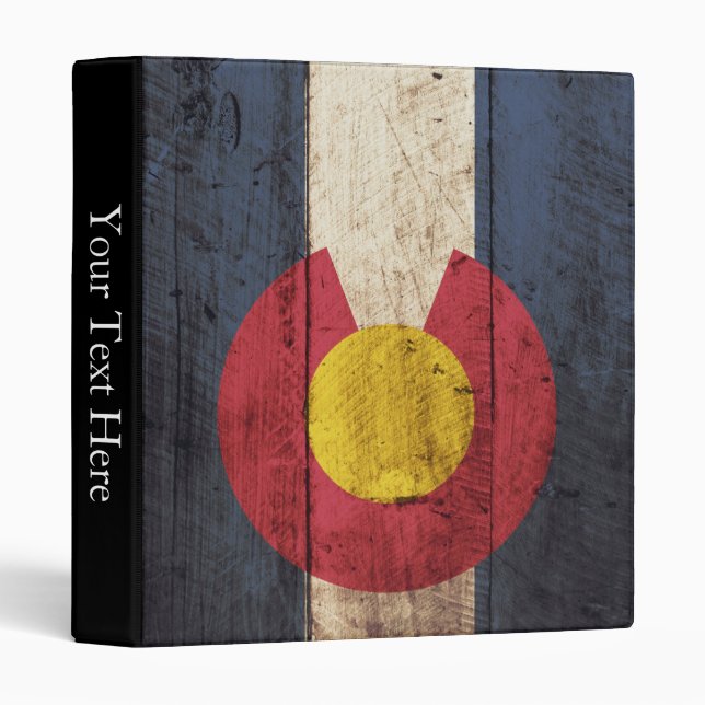 Colorado State Flag on Old Wood Grain Binder (Front/Spine)