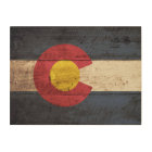 Colorado State Flag on Old Wood Grain