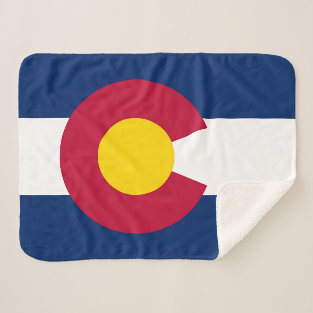 Colorado State Flag Print Patriotic Sherpa Blanket (Front (Horizontal))