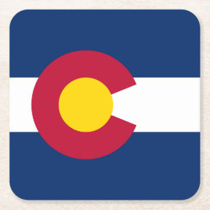 Colorado State Flag Square Paper Coaster