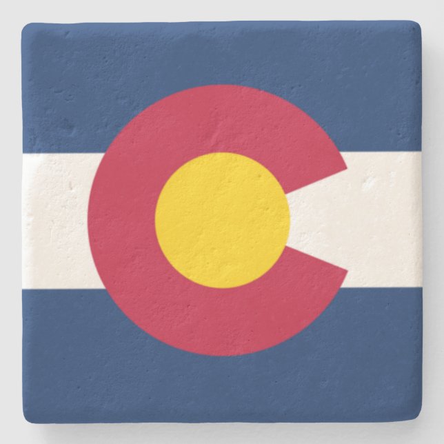 Colorado State Flag Stone Coaster (Front)