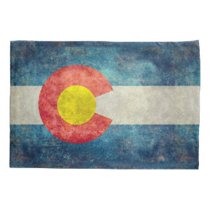 Colorado State flag with vintage retro grungy look Pillowcase