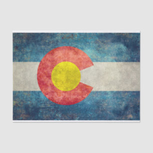 Colorado State flag with vintage retro grungy look Tissue Paper