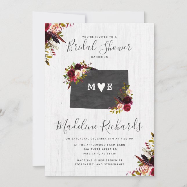 Colorado State Floral Bridal Shower Invitation (Front)
