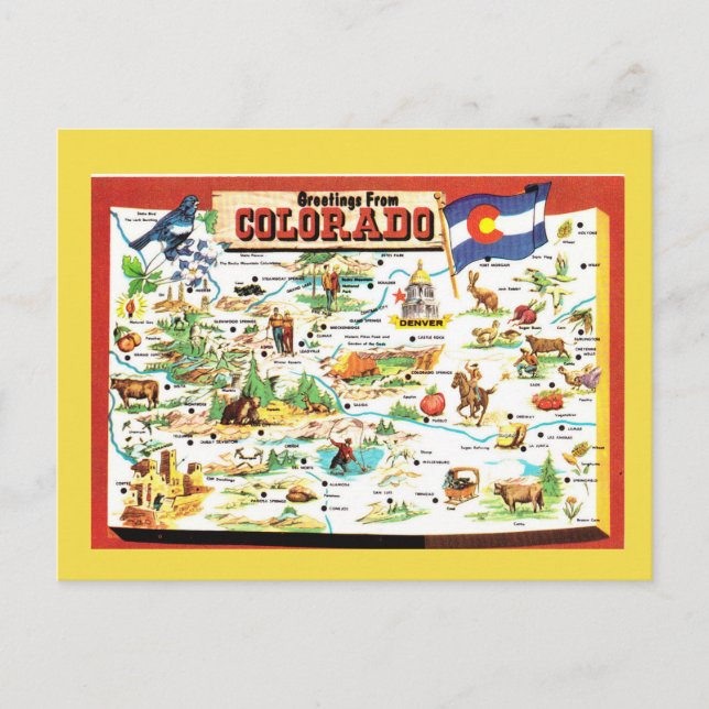 Colorado State Map Postcard (Front)