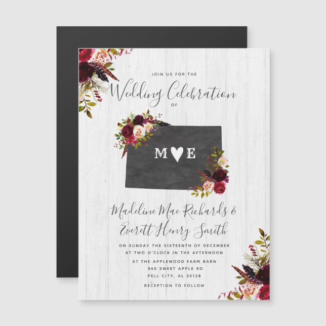 Colorado State Rustic Magnetic Wedding Invitation (Front/Back)