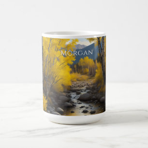 Colorado Stream & Aspen Trees Art, Name or Message Coffee Mug