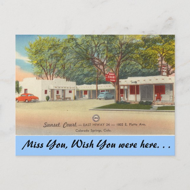 Colorado, Sunset Court Postcard (Front)