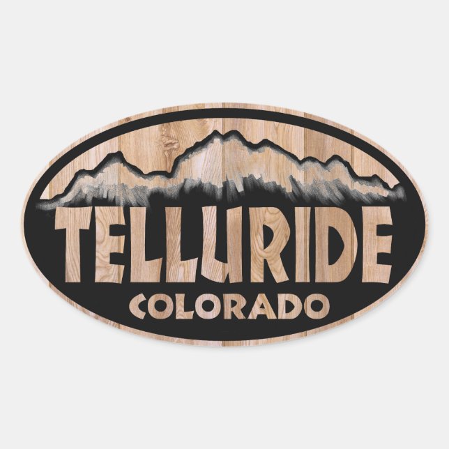Colorado Telluride bois signe oval autocollants (Devant)