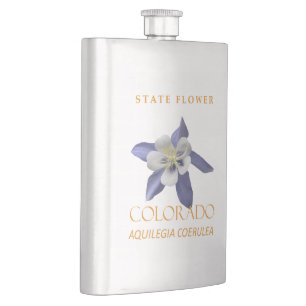 Colorado Territory Flower Aquilegia coerulea Hip Flask