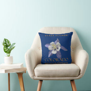 Colorado Territory Flower Aquilegia coerulea Throw Pillow