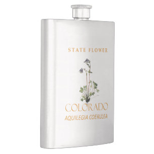 Colorado Territory Flower Blue Aquilegia coerulea Hip Flask